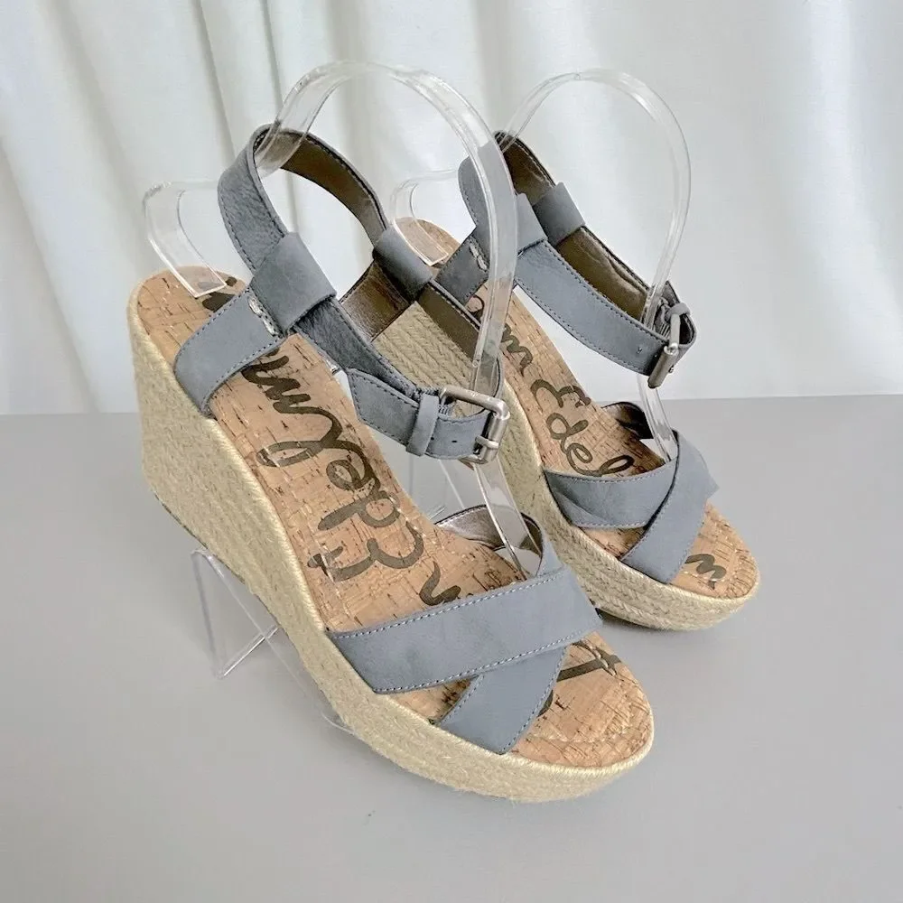 Sam EdelmanWomen's Gray strapped wedges size 10M